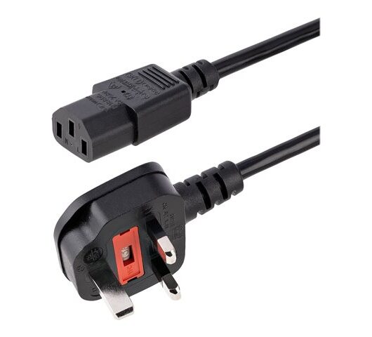 StarTech.com 3ft (1m) UK Computer Power Cable, BS 1363 to C13 Power Cord, 18AWG, 10A 250V, Black Replacement AC Power Cord, Monitor Power Cable, BS 1363 to IEC 60320 C13 Kettle Lead - PC Power Supply Cable (BS13U-1M-POWER-LEAD) - power cable - BS 1363 to power IEC 60320 C13 - 1 m